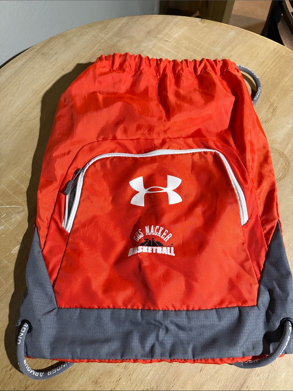 Under Armour Orange Drawstring Gym Sack with Gray Cords
